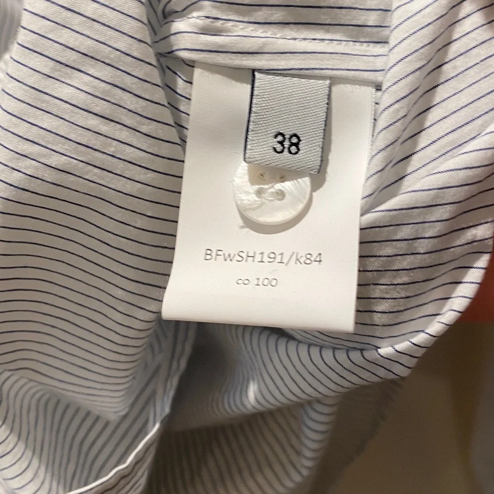Bergfabel Jenny Shirt White and Blue Stripe Cotton Button-Down Shirt, sz 38 - Picture 4 of 5
